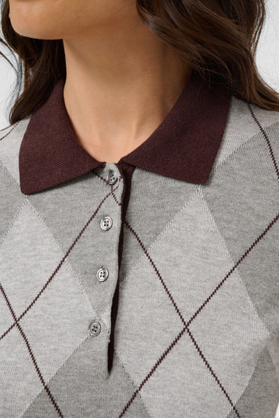 CHANDAIL KAFFE "GIZZA ARGYLE POLO" FUDGE & GREY ARGYLE