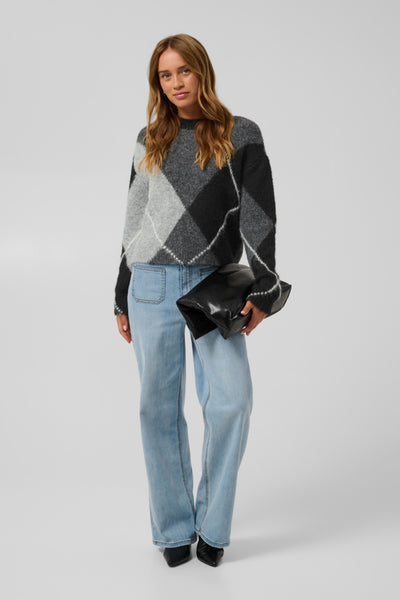 CHANDAIL KAFFE "GRITH" GREY MELANGE & BLACK