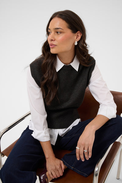 DÉBARDEUR KAFFE "BARBARA" DARK GREY MELANGE