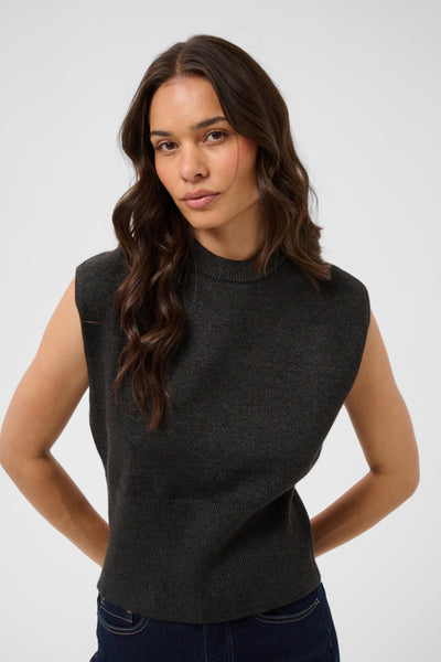 DÉBARDEUR KAFFE "BARBARA" DARK GREY MELANGE
