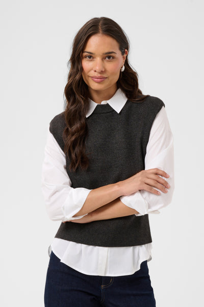 DÉBARDEUR KAFFE "BARBARA" DARK GREY MELANGE