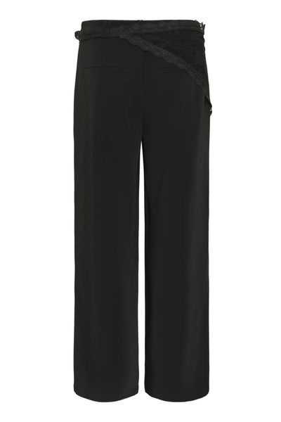 PANTALON CREAM "BINE LACE BELT" PITCH BLACK
