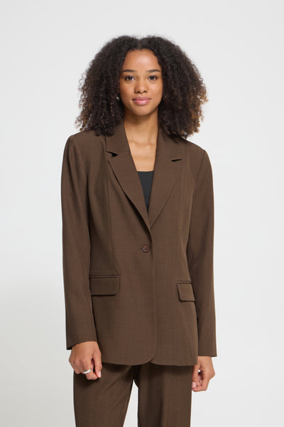 VESTON ICHI "FAVA LONG BLAZER" SLATE BLACK MELANGE