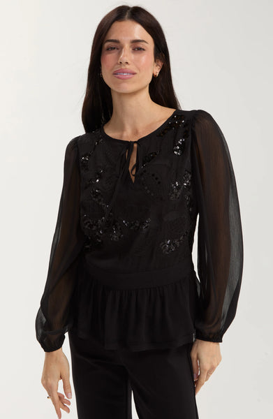 BLOUSE LIVERPOOL "ROMANTIQUE" BLACK (LM8M64PCE0)