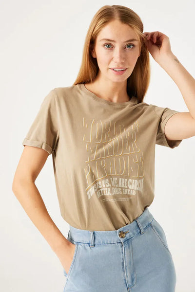 T-SHIRT GARCIA "THIS IS US" KHAKI (40001)