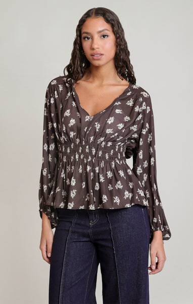 BLOUSE DEX "BROWN & CREAM FLORAL" (2823505)