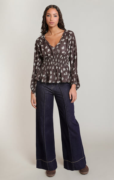 BLOUSE DEX "BROWN & CREAM FLORAL" (2823505)