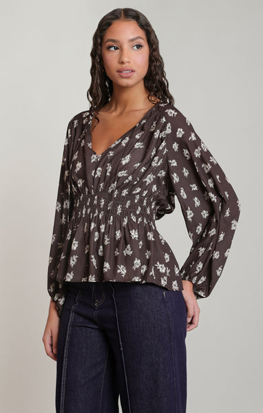 BLOUSE DEX "BROWN & CREAM FLORAL" (2823505)