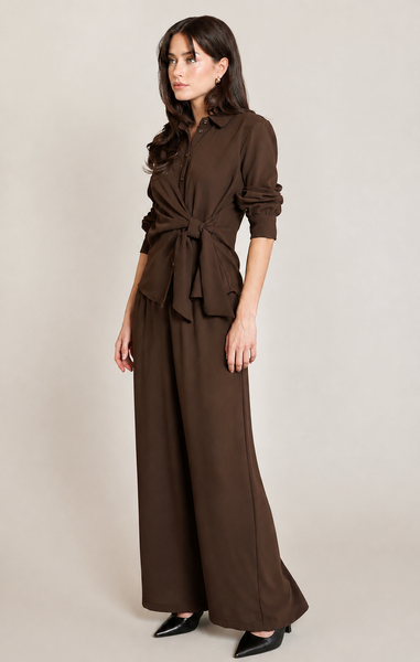 BLOUSE BLACK TAPE "NOEUD" BROWN (2823716)