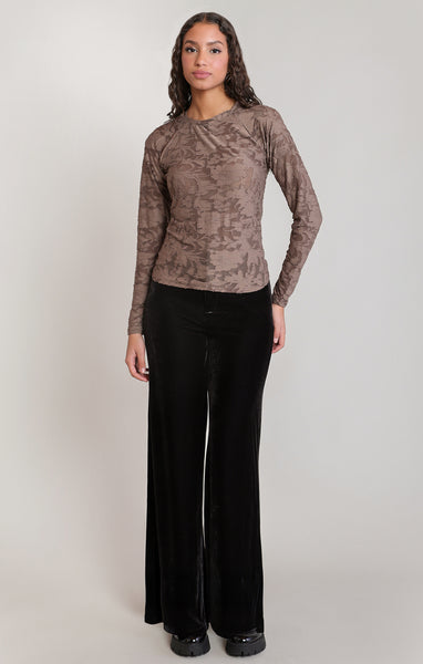 PANTALON DEX "VELVET WIDE LEG" BLACK (2822210)