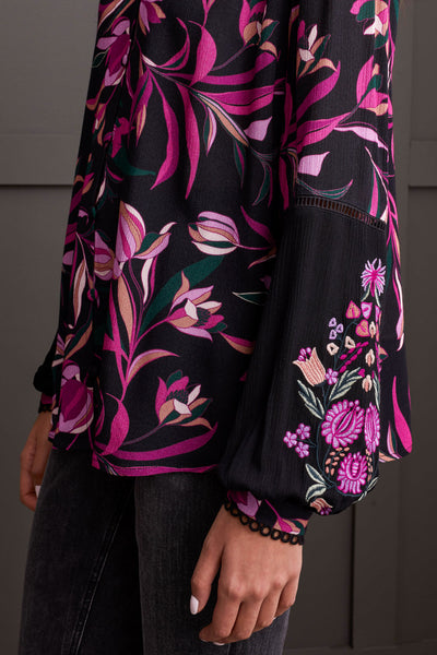 BLOUSE TRIBAL "BRODERIES" DEEP MAGENTA (56820)