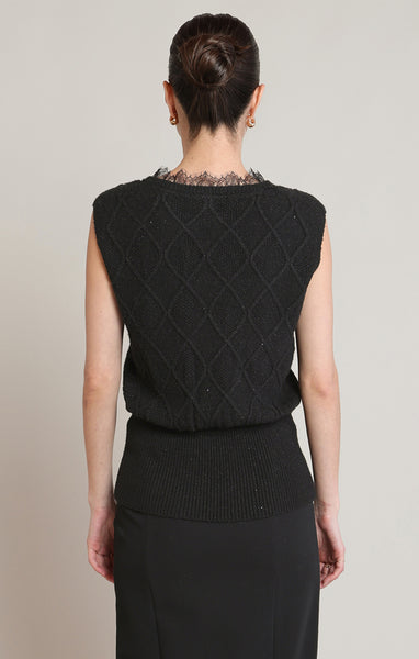 DÉBARDEUR BLACK TAPE "SWEATER TOP" GLITTER BLACK (2827001)