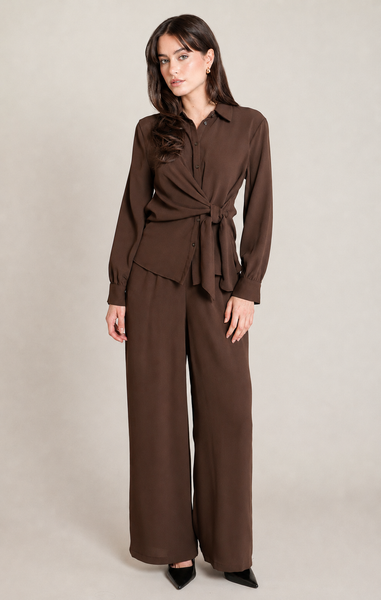 BLOUSE BLACK TAPE "NOEUD" BROWN (2823716)