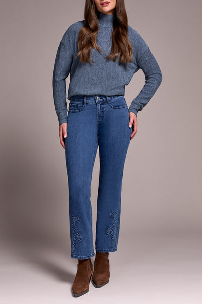 JEANS TRIBAL "AUDREY FLARE FLOWER" SOFT NAVY (60120)
