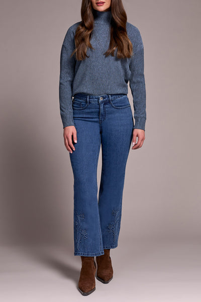 JEANS TRIBAL "AUDREY FLARE FLOWER" SOFT NAVY (60120)