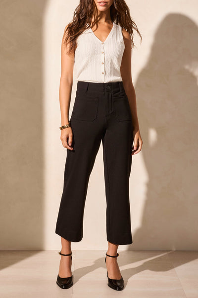 PANTALON TRIBAL "WIDE CROP" BLACK (22210)