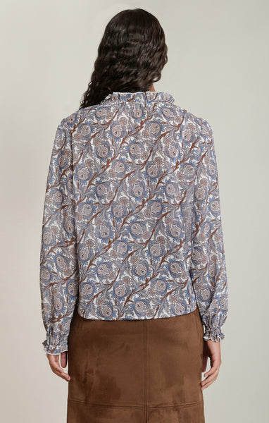 BLOUSE DEX "BLUE & BROWN PAISLEY" (2823701)